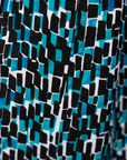 Close up display of black and white culottes, fabric.