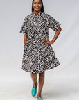 Monochrome Short Sleeved Dress