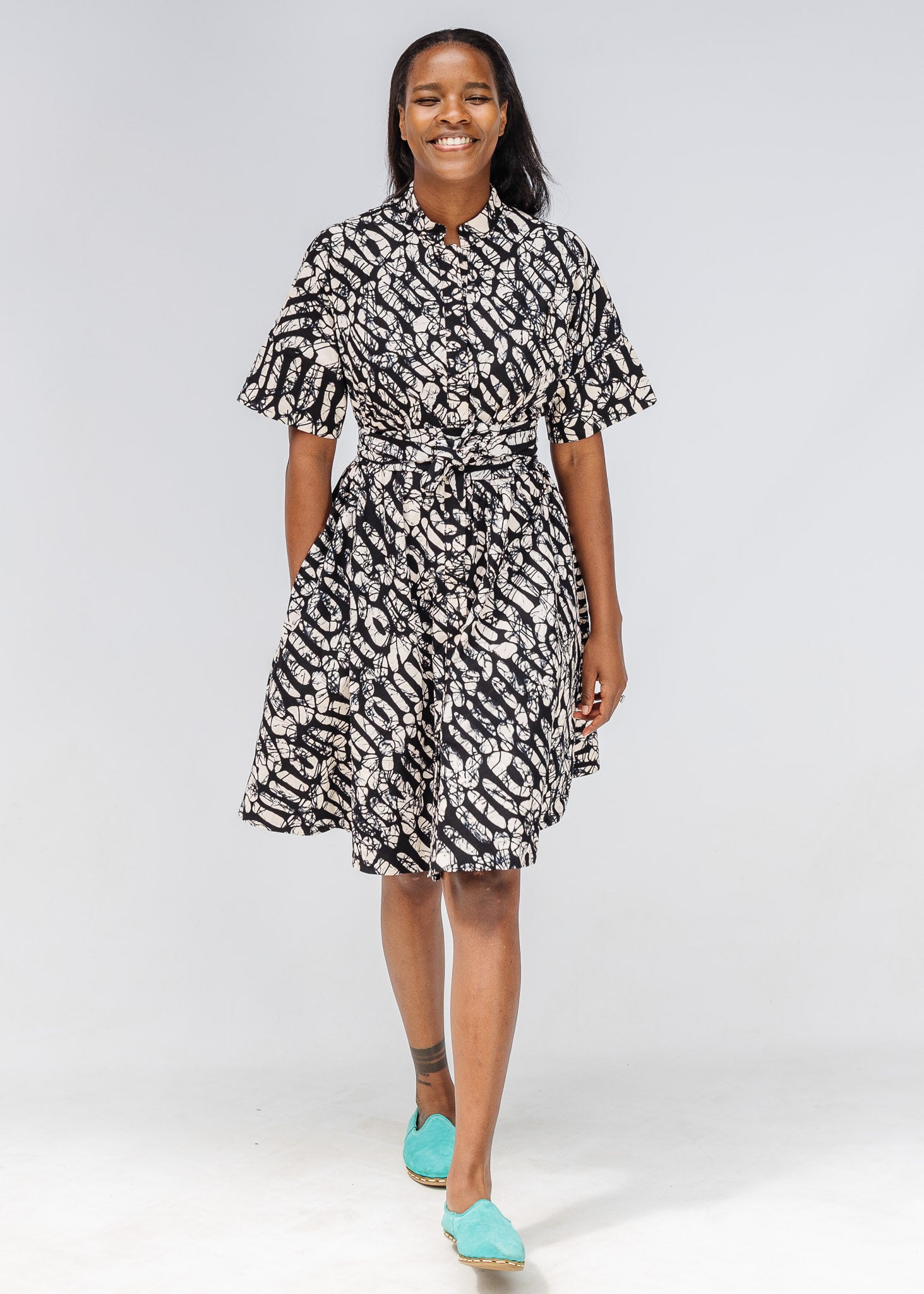 Monochrome Short Sleeved Dress