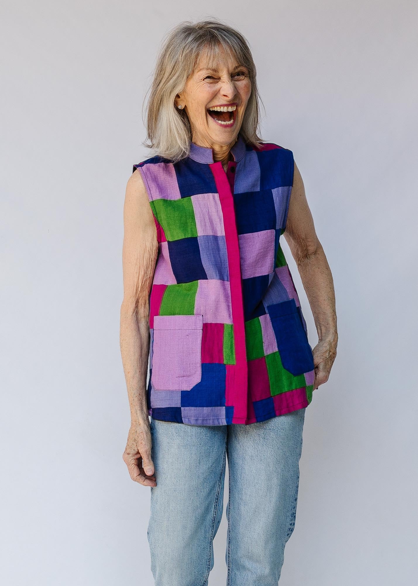 Berry Blast Patchwork Sleeveless Shirt