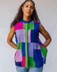 Berry Blast Patchwork Sleeveless Shirt